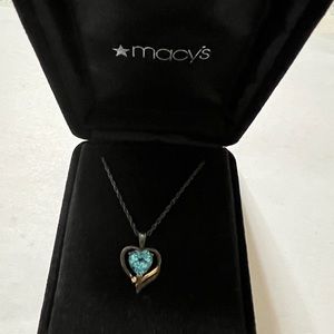 14 K and 925 Natural Topaz Mayces brand beautiful heart necklace